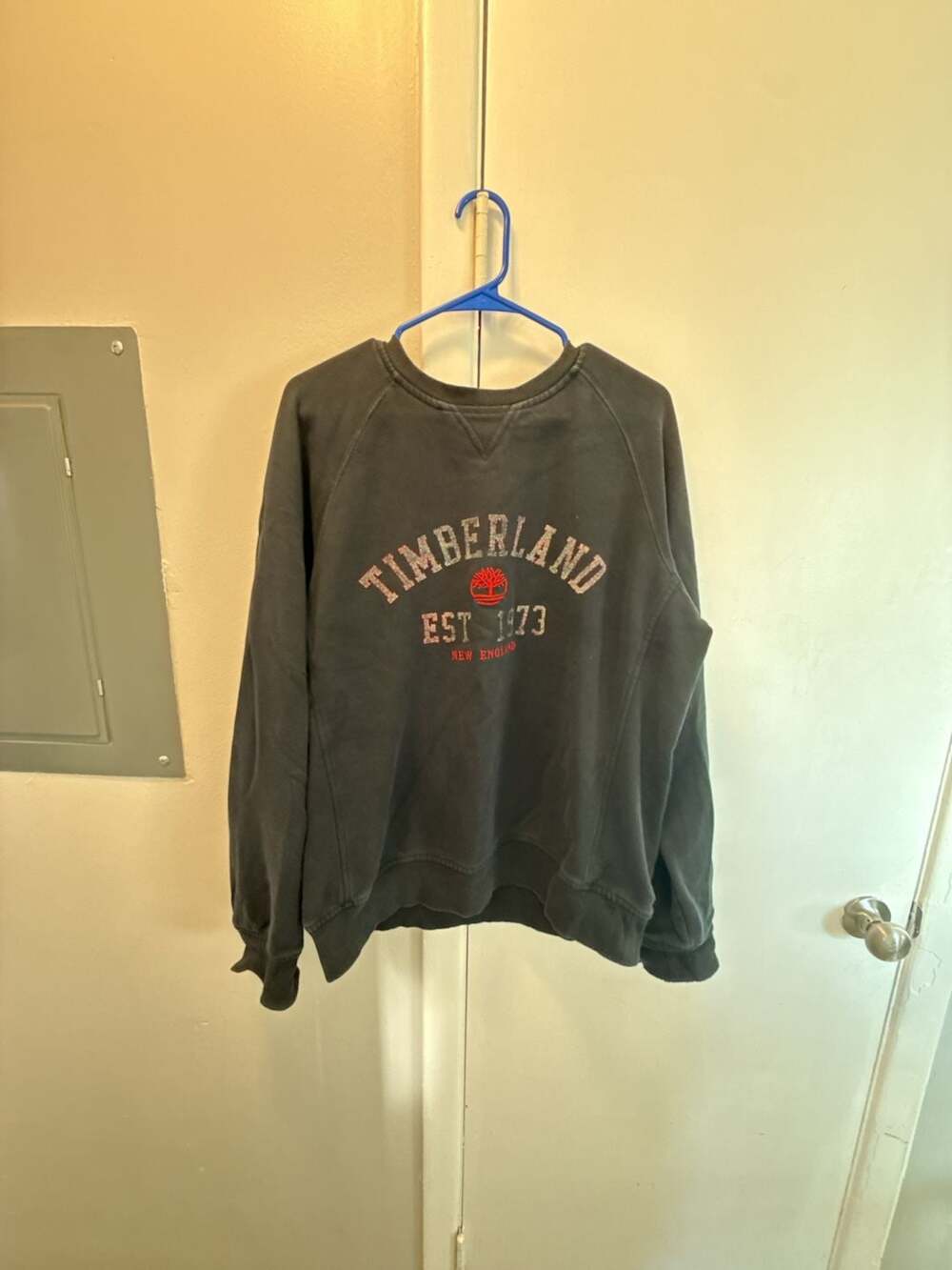 Timberland Sweatshirt Size XL Black Est 1973 Logo Crewneck